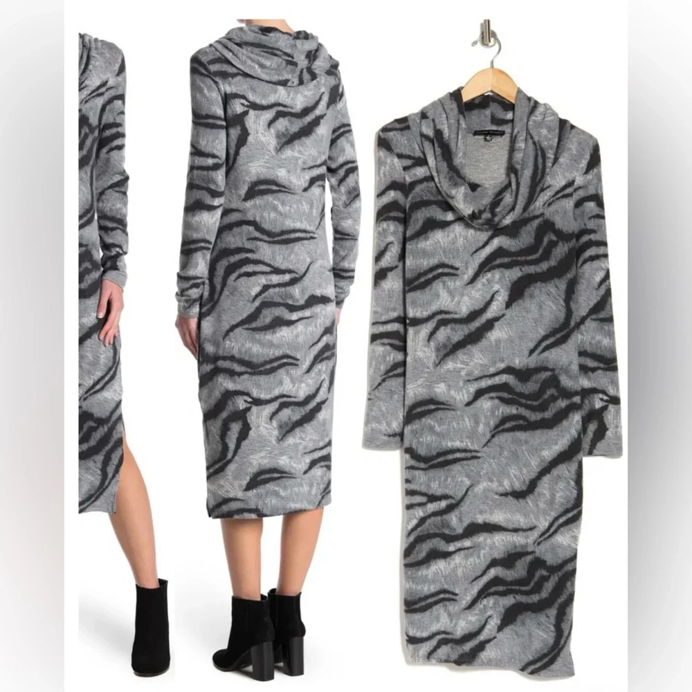 Catherine Malandrino Zebra Cowl Neck Sweater Dress - Picture 3 of 13